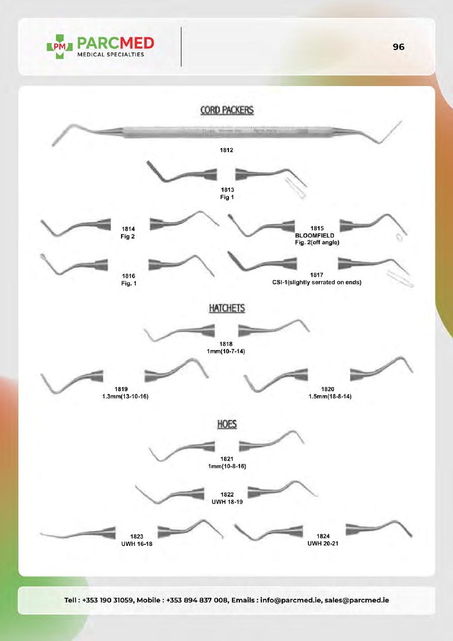 Endodontic Condensers, Obturation Instruments, Excavators & Curettes - Catalogue Page 96