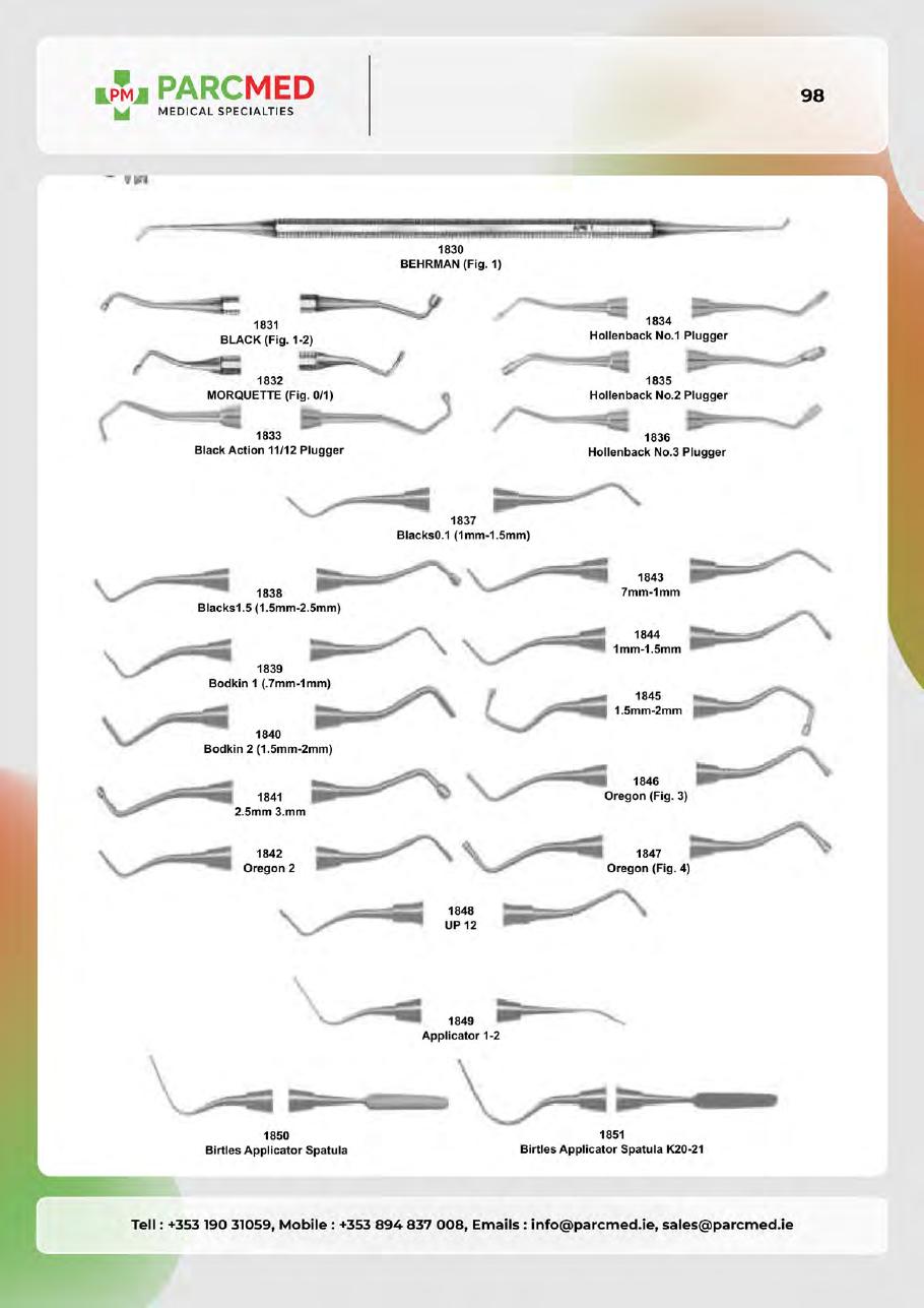 Amalgam Pluggers, Condensers & Burnishers - Catalogue Page 98
