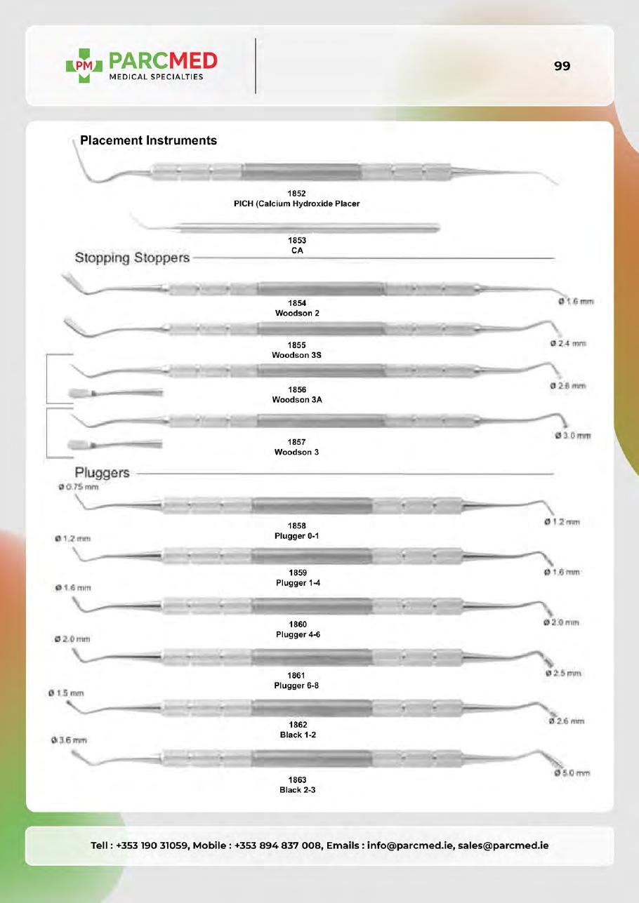 Amalgam Pluggers, Condensers & Burnishers - Catalogue Page 99
