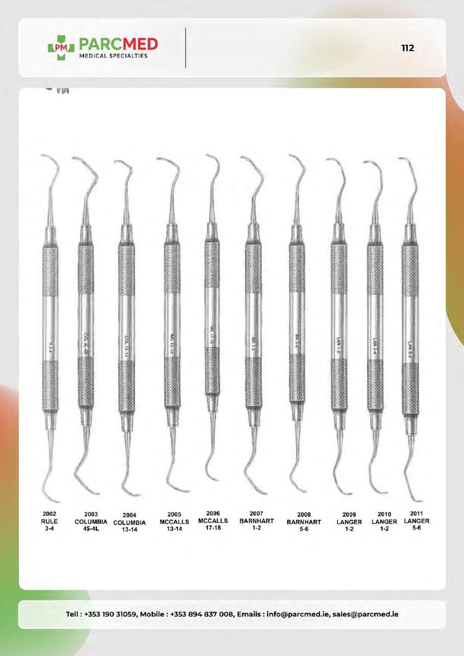 Curettes, Gracey Curettes, Dental Knives & Related Instruments - Catalogue Page 112