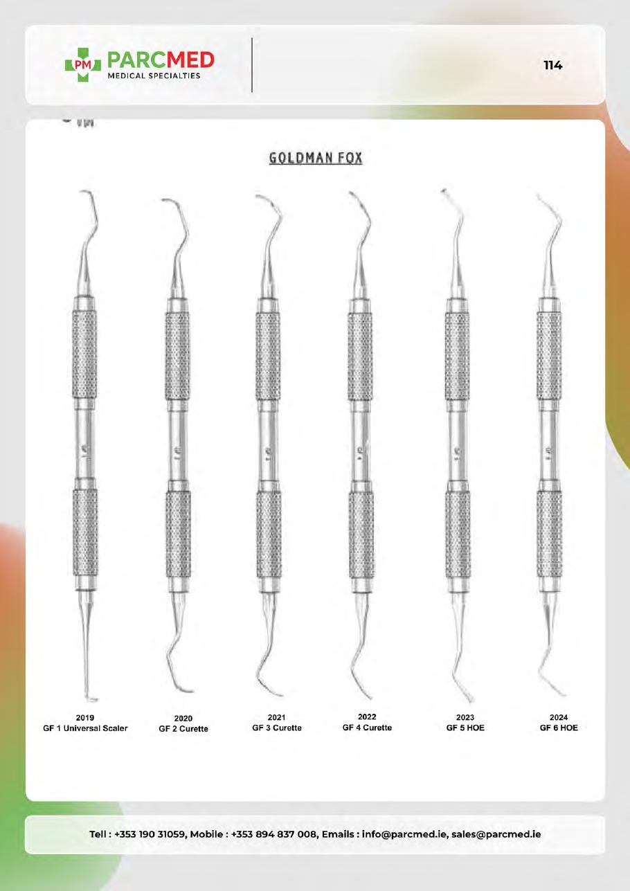 Curettes, Gracey Curettes, Dental Knives & Related Instruments - Catalogue Page 114