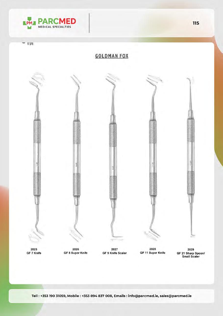 Curettes, Gracey Curettes, Dental Knives & Related Instruments - Catalogue Page 115