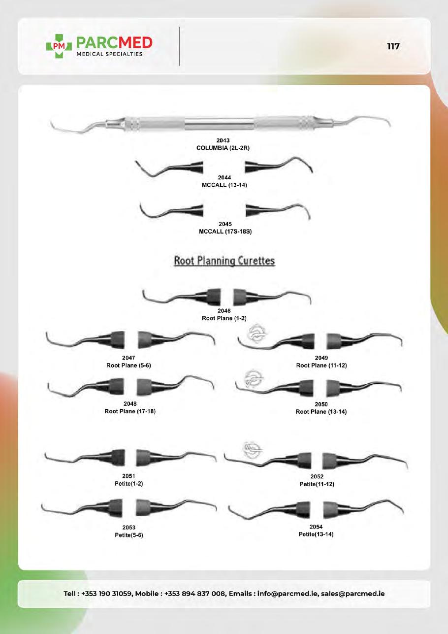 Curettes, Gracey Curettes, Dental Knives & Related Instruments - Catalogue Page 117