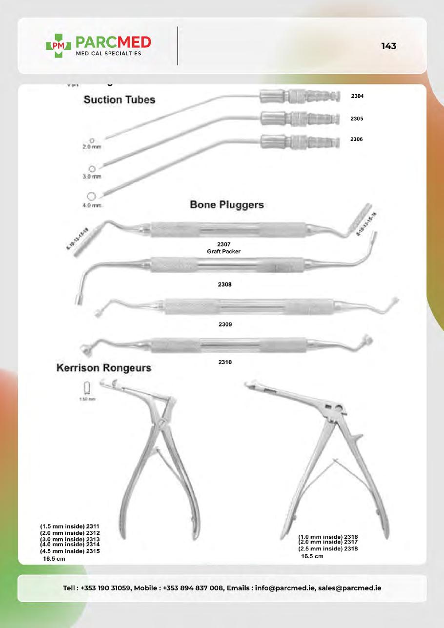 Implants, Measuring Instruments, Suction Tubes & Bone Gauges - Catalogue Page 143