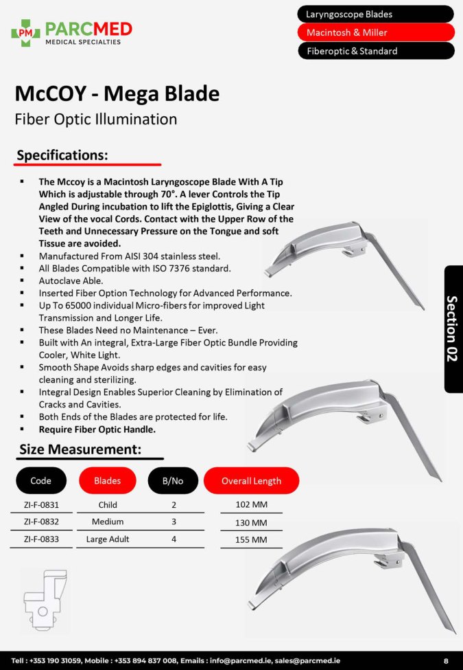 McCoy Mega Blade - Fiber Optic Illumination