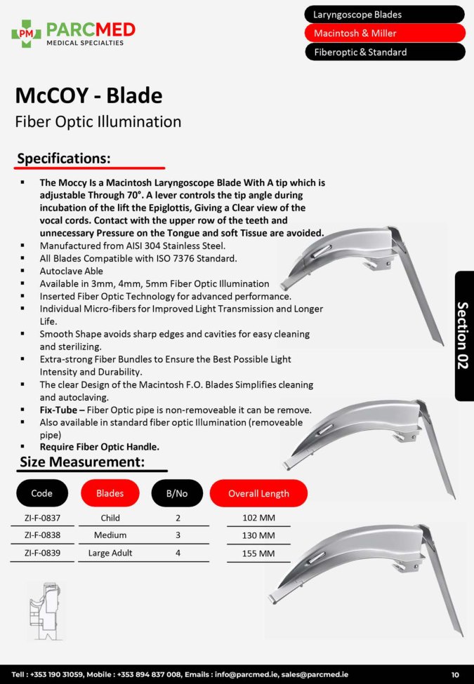 McCoy Blade - Fiber Optic Illumination
