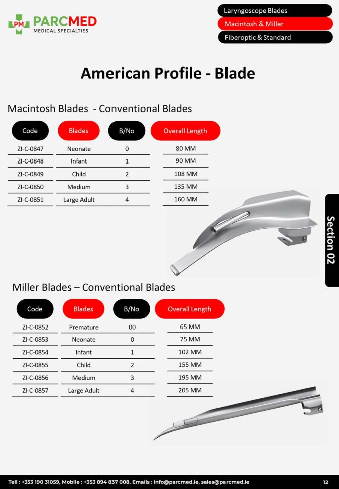 American Profile Blades - Conventional Macintosh and Miller