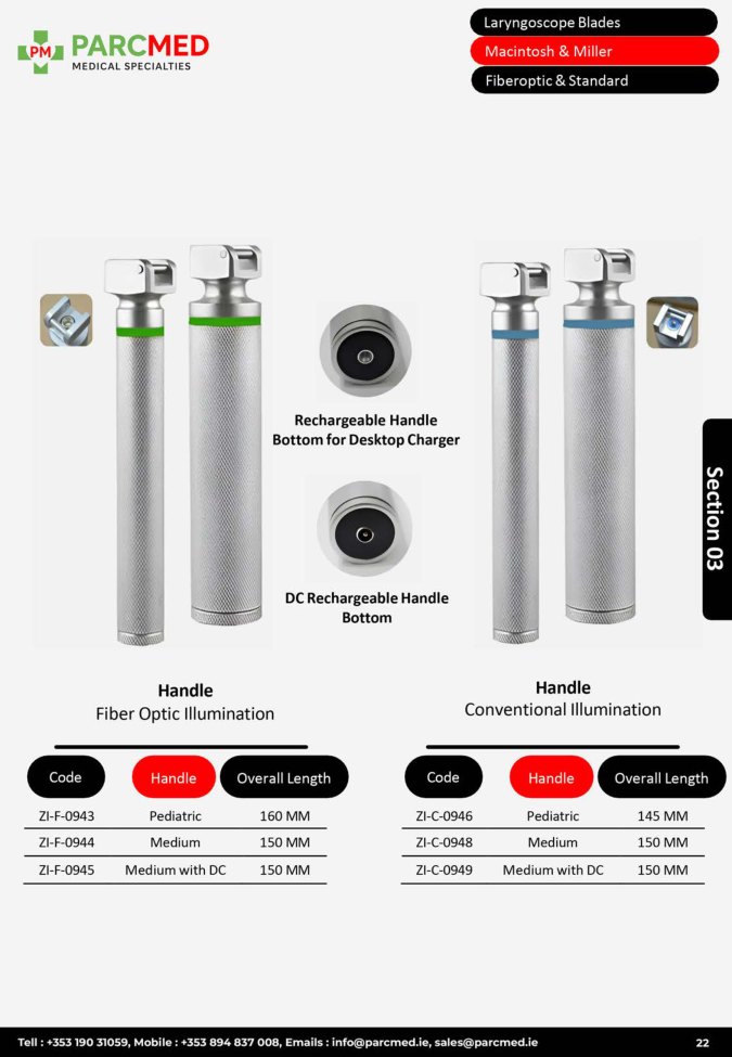 Rechargeable Laryngoscope Handles