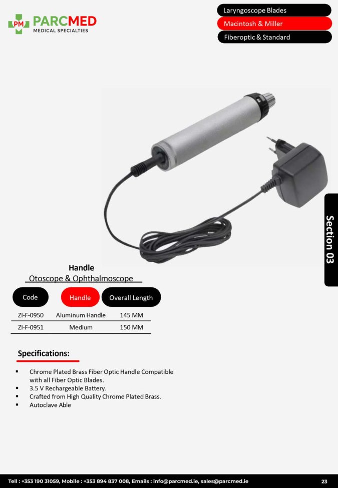 Laryngoscope Handle Chargers and Accessories