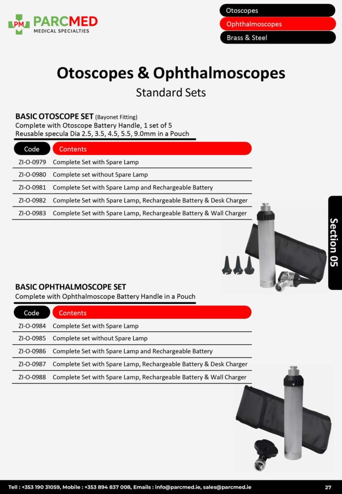 Basic Otoscope and Basic Ophthalmoscope Sets