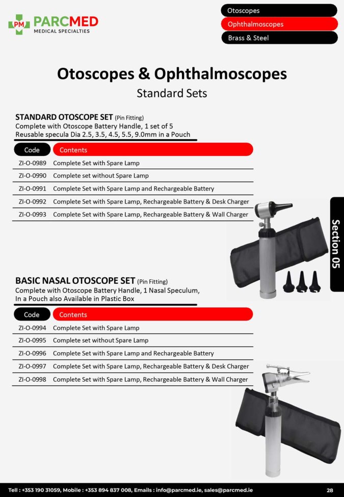 Standard Otoscope and Basic Nasal Otoscope Sets