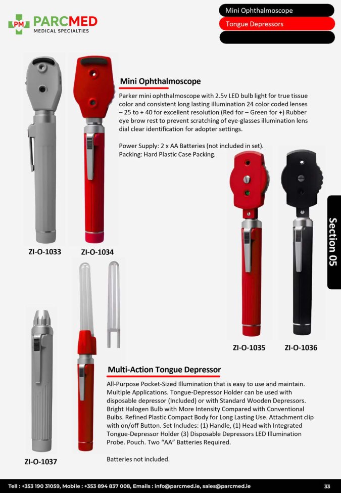 Mini Ophthalmoscope and Multi-Action Tongue Depressor
