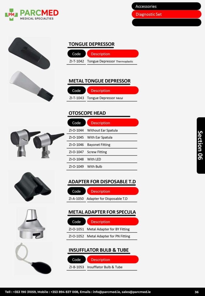 ENT Diagnostic Accessories - Tongue Depressor and Otoscope Heads