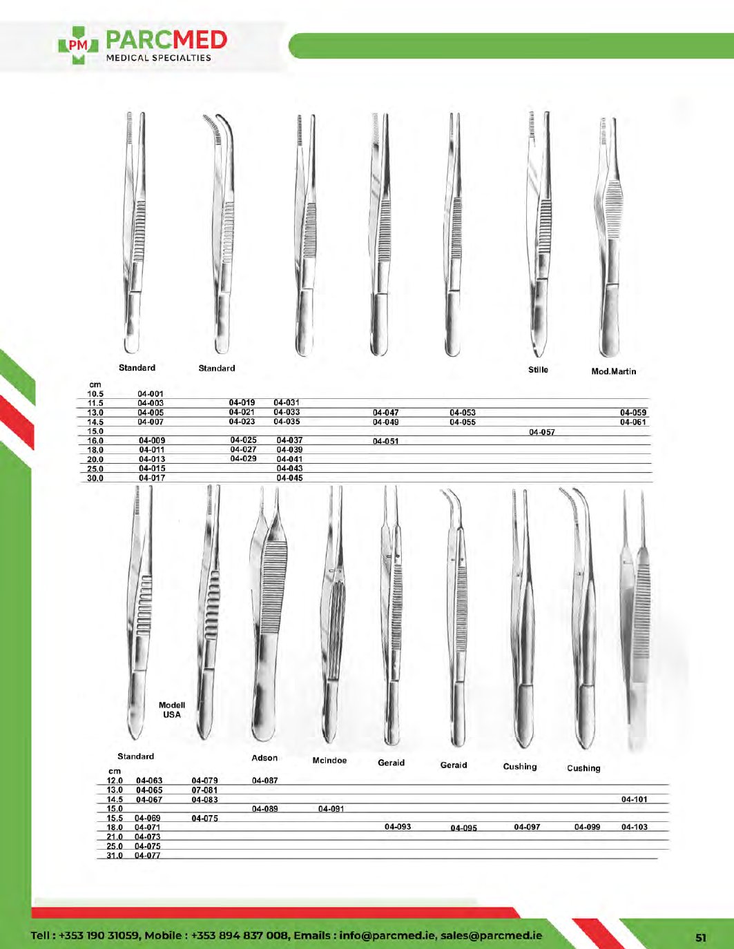 Dressing Forceps - Catalogue Page 51