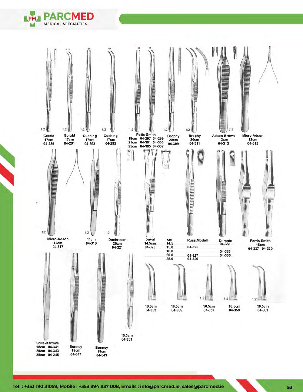 Dressing Forceps - Catalogue Page 53