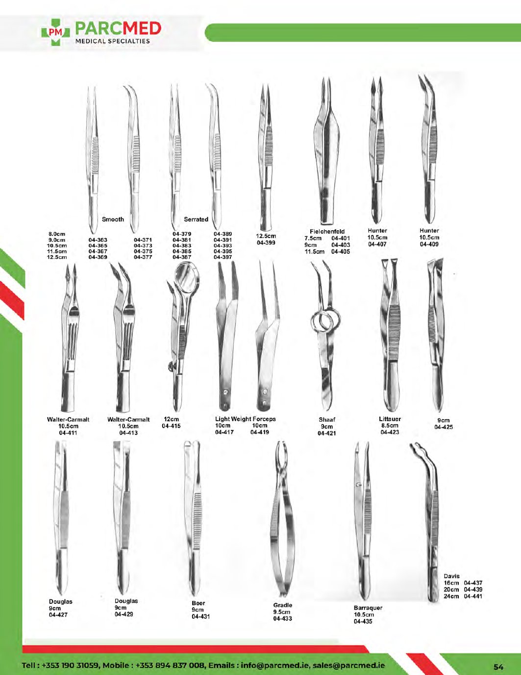Dressing Forceps - Catalogue Page 54