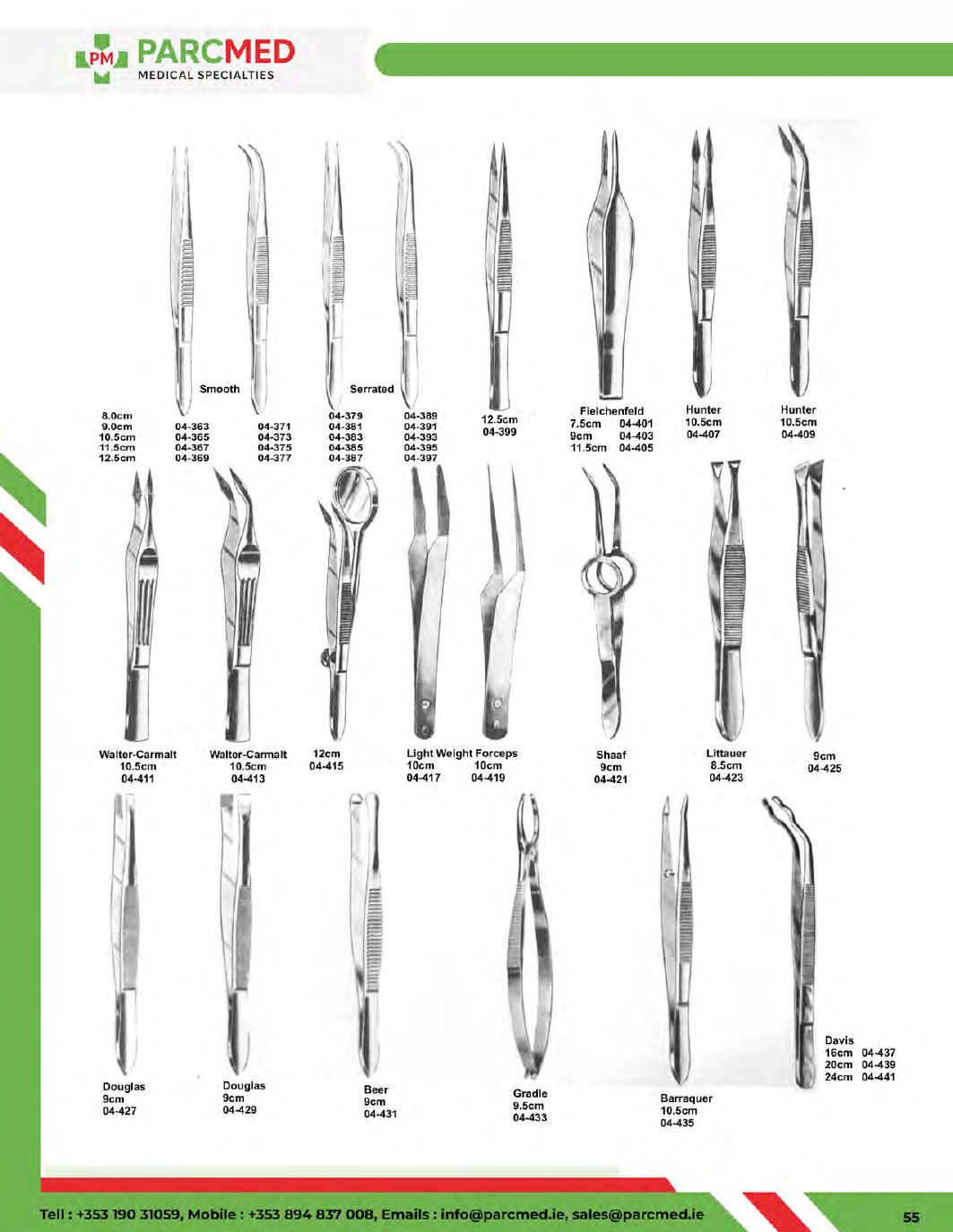 Dressing Forceps - Catalogue Page 55